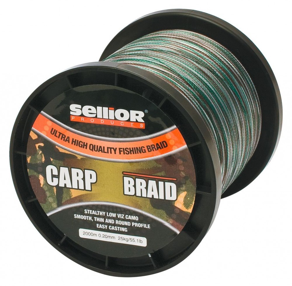 Pletená šňůra SELLIOR CarpBraid 0,20mm, 25kg, 2000m