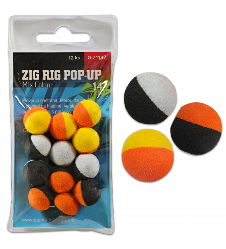 Pěnové plovoucí boilie Zig Rig Pop-Up mix colour 14mm,12ks