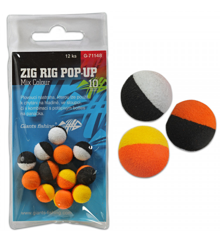 Pěnové plovoucí boilie Zig Rig Pop-Up mix colour 14mm,12ks