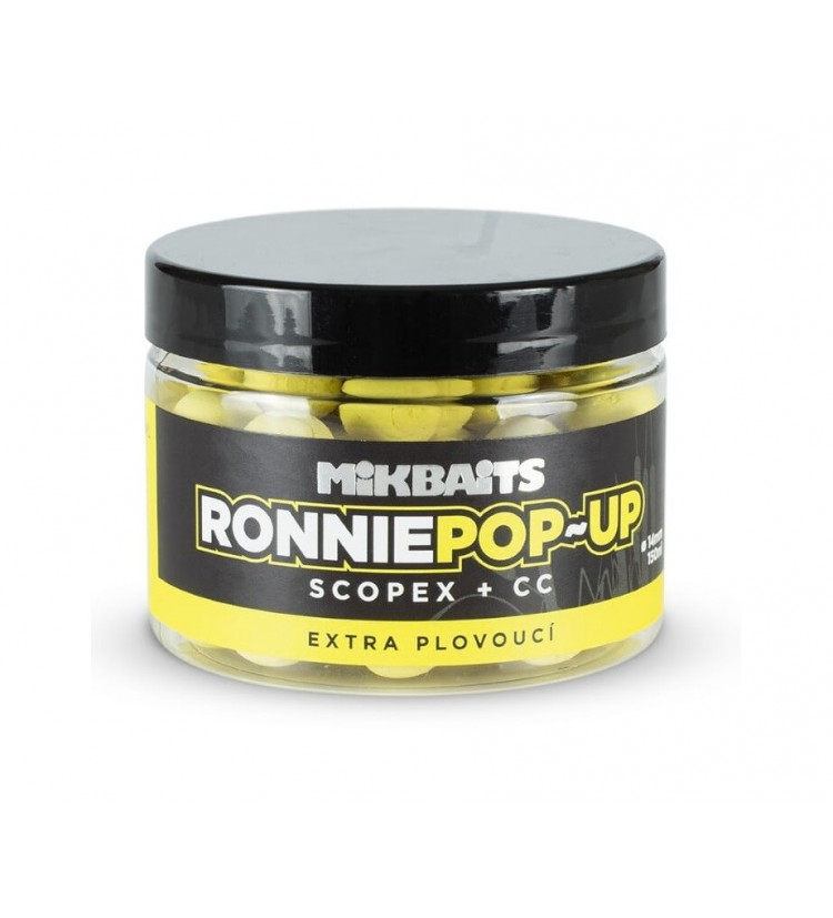 Mikbaits Plovoucí Boilie Ronnie Scopex + CC 14 mm 150 ml