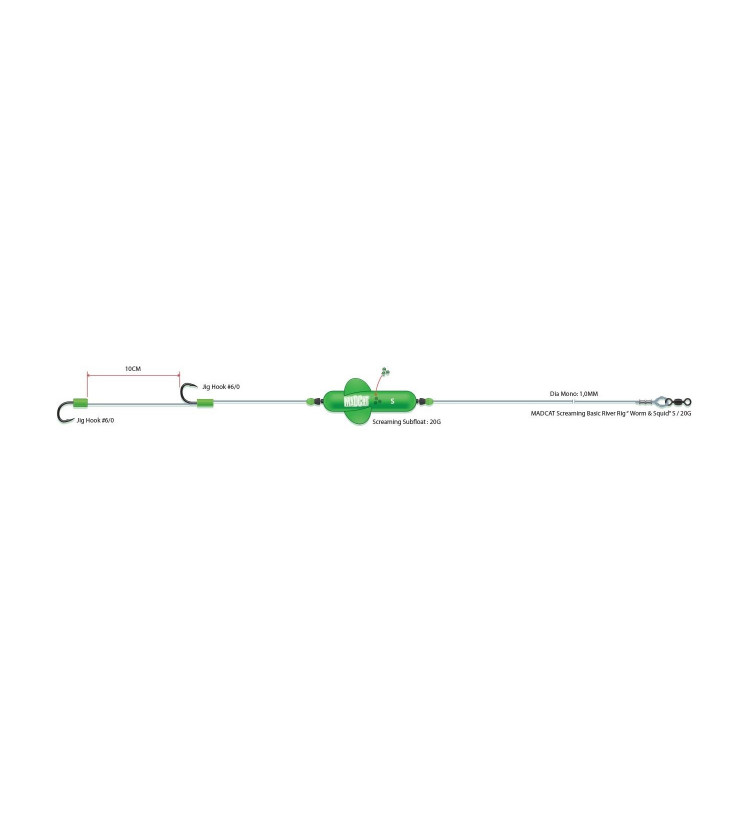 MADCAT Návazec Screaming Basic River Rigs Worm And Squid 6/0 20g