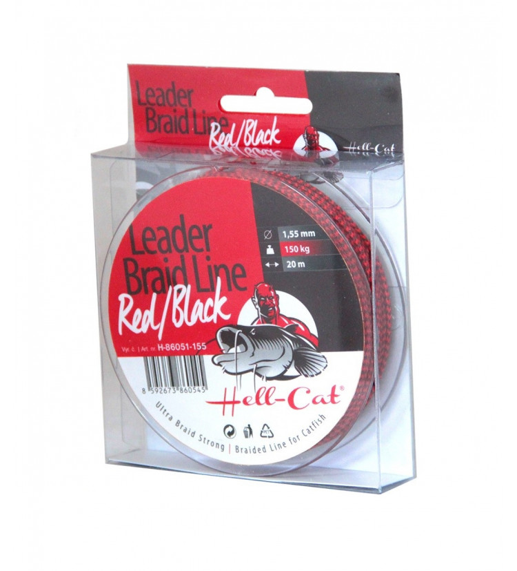 Návazcová Šňůra Hell-Cat Leader Braid Line Red/Black 20m 1,4mm 125 kg