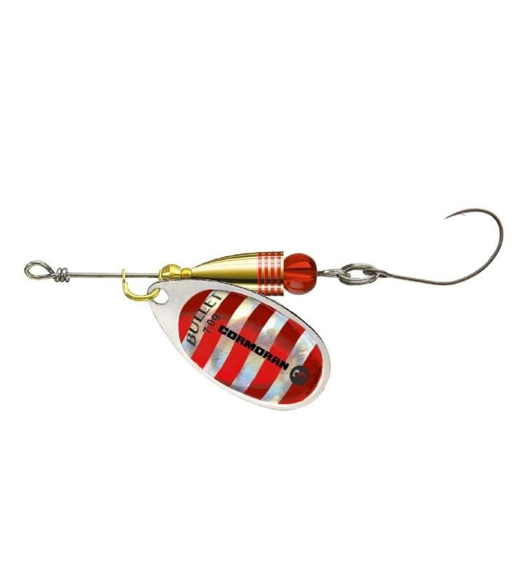Cormoran Třpytka Bullet Single Hook Silver Red Strips