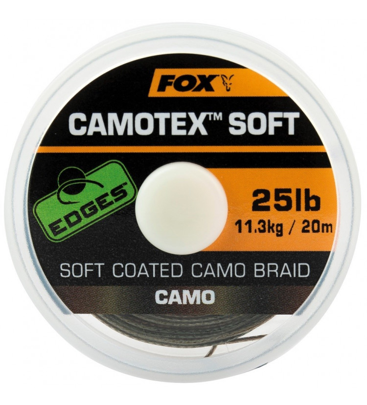 Fox Návazcová Šňůrka Edges Camotex Soft 20 m / Průměr 25 lb / Nosnost 11,3 kg