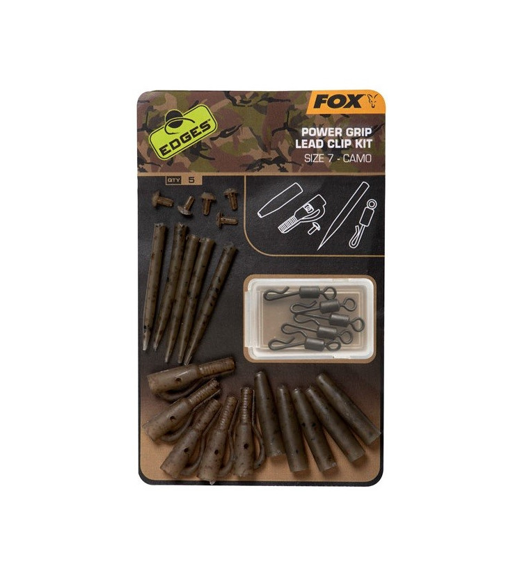 Fox Edges Camo Power Grip Lead Clip Kit Size 7