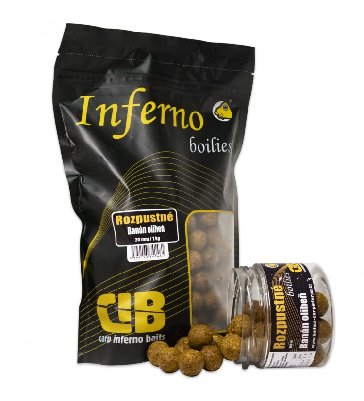 Carp Inferno Rozpustné Boilies Nutra Line Banán/Oliheň|20 mm 1 kg