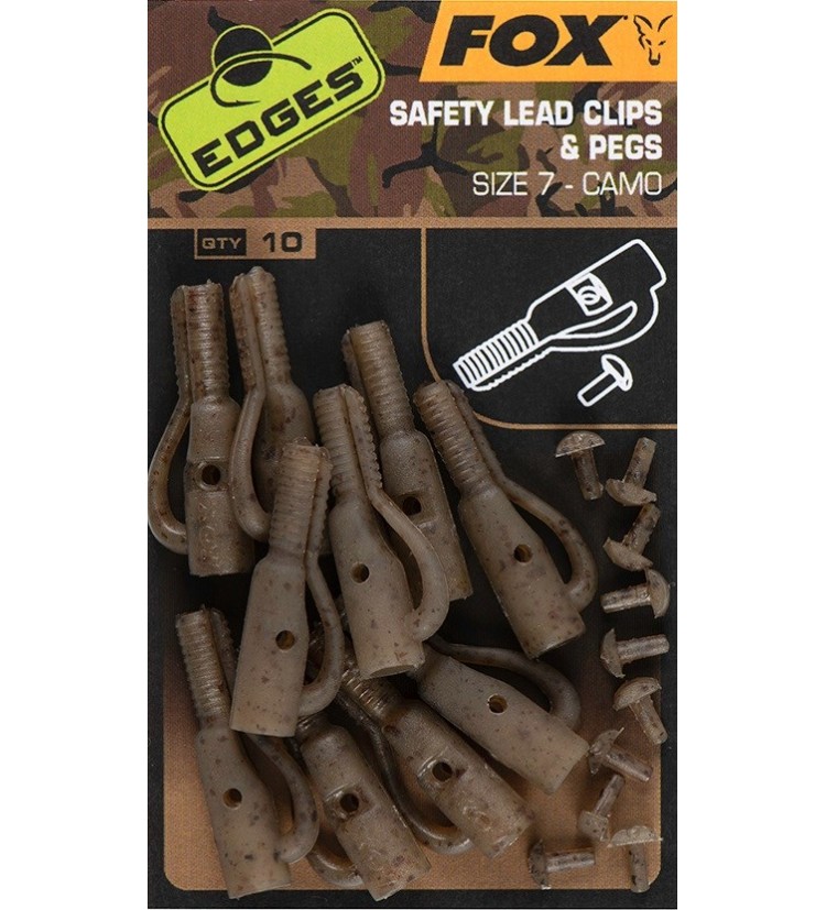 Fox Závěsky Edges Camo Safety Lead Clips & Pegs 10 ks Velikost 7