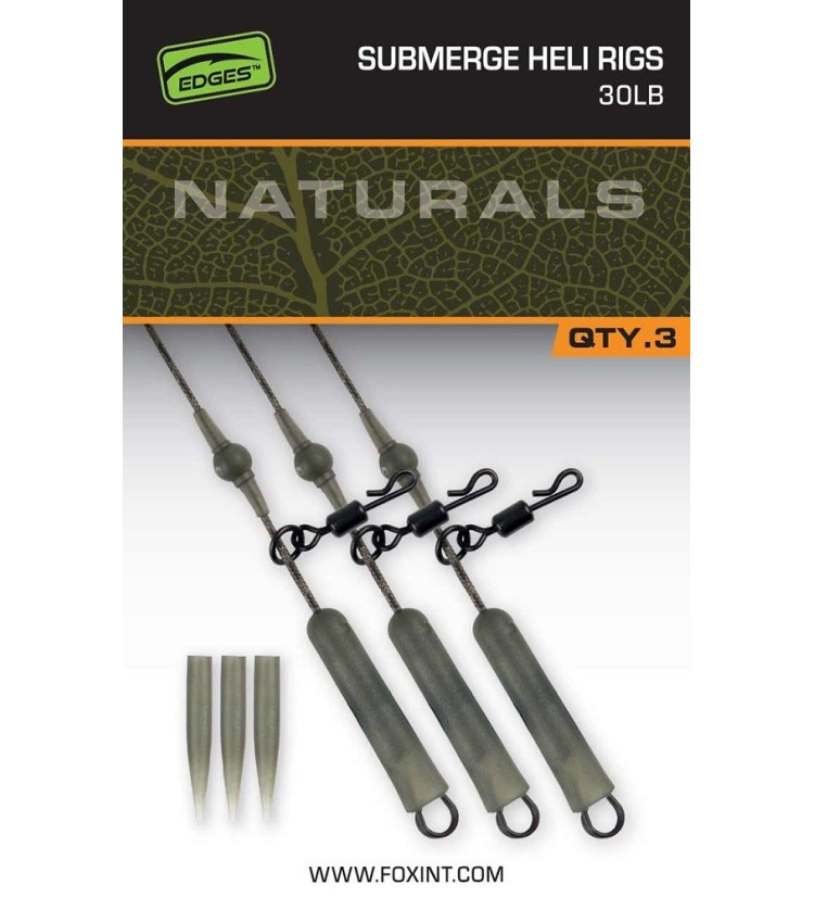 Fox Montáž Naturals Submerged Heli Rigs Leaders 75 cm 3 ks 40 lb