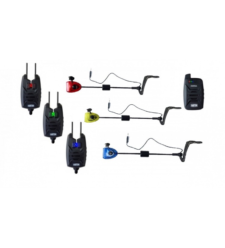 Harton sada hlásičů Omega 3+1 + Indikátory záběru Sellior Carp Swing svítící