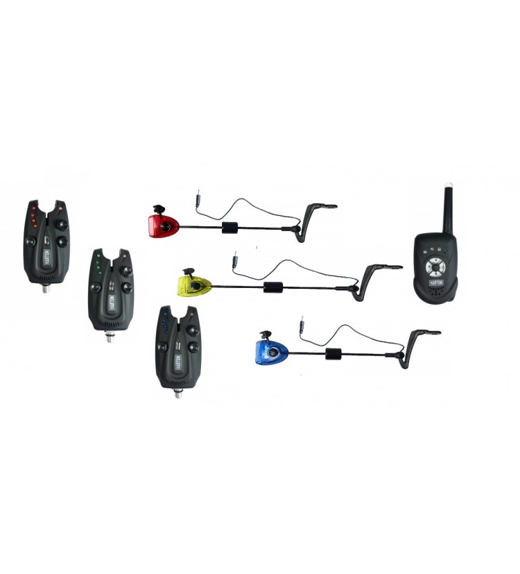 Akce Sada hlásičů Harton H2 3+1 + 3x indikátor Sellior Carp Swing (červený, žlutý, modrý)