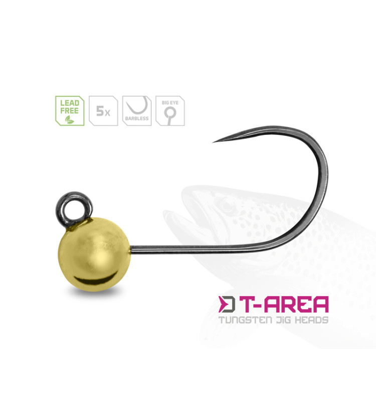 Wolframový jig Delphin T-AREA BL/5ks zlatý/4mm/0,6g/#6