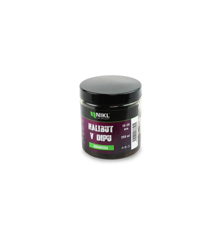 Nikl Black halibut pelety v dipu Gigantica 15+20mm, 250ml