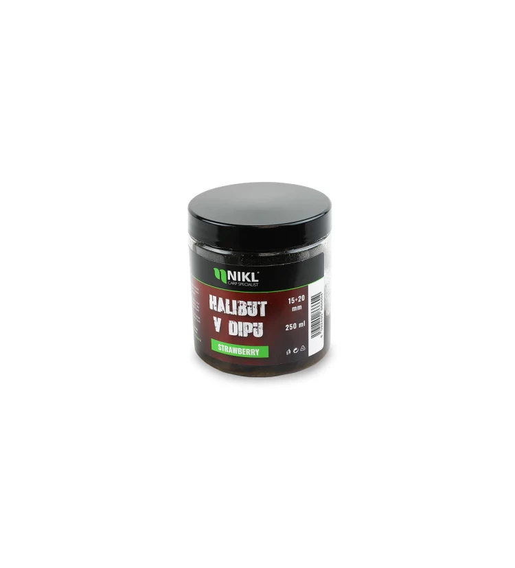 Nikl Black halibut pelety v dipu Strawberry 15+20mm, 250ml