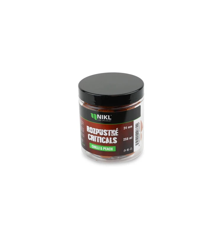 Nikl Rozpustné Criticals boilie Chilli & Peach 250ml - Průměr: 14mm, Balení: 250ml