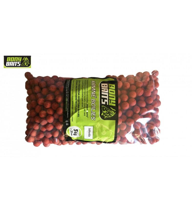 Krmné Boilies Bony Baits 20 mm / 5kg - Jahoda