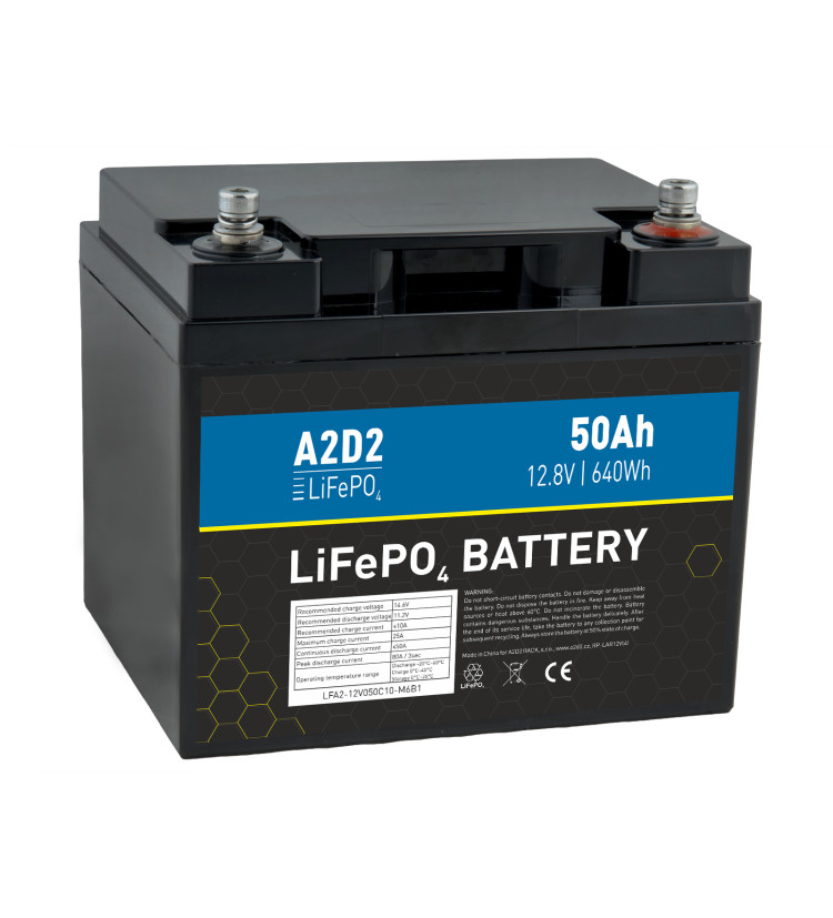 A2D2 baterie LiFePO4 12,8V 50Ah M6 (REPT cells)