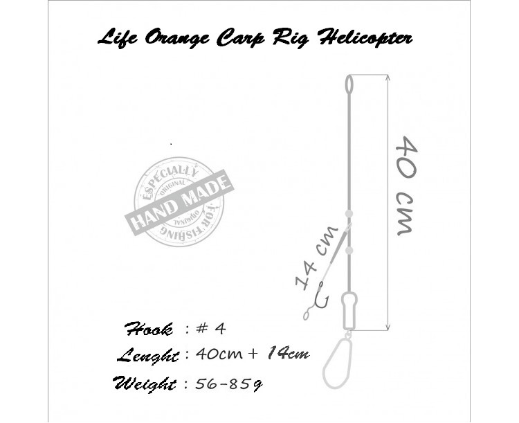 Life Orange Carp Rig Helicopter 56g