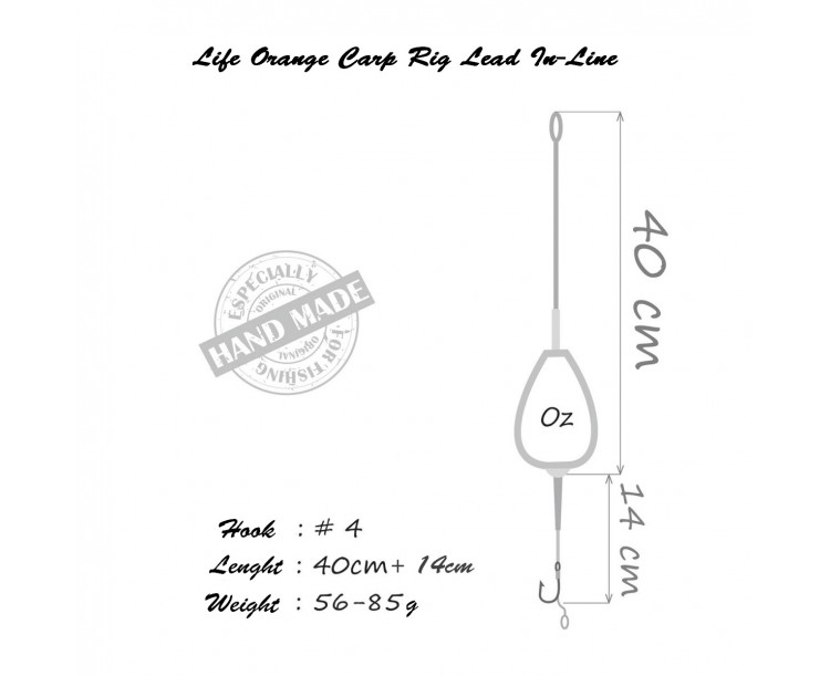 Life Orange Carp Rig Lead In-Line 56g