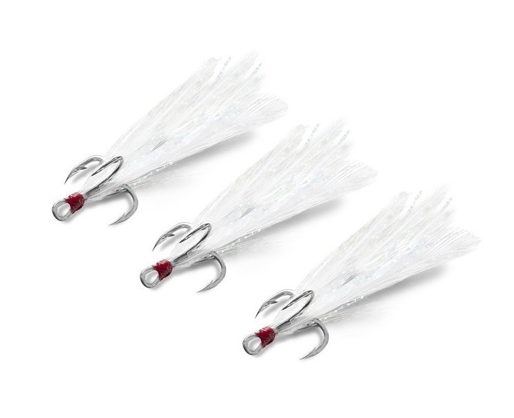 Delphin Trojháček Bird Hook Triple Bílá Pírka 3 ks vel.4