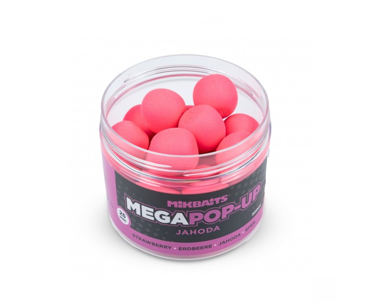 Mikbaits Mega fluo pop-up 300ml - Jahoda 25mm