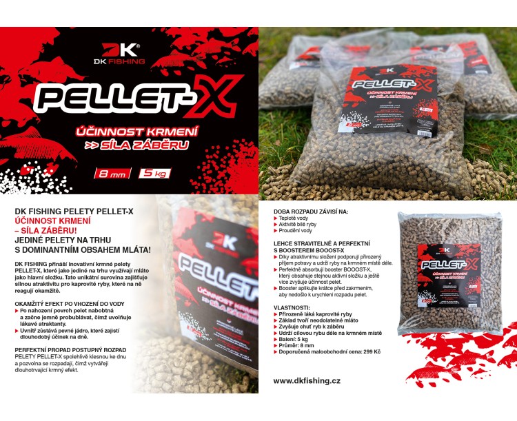 DK FISHING pelety z mláta PELLET-X 5kg 8mm