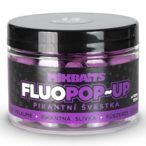 Mikbaits Plovoucí Boilie Fluo Pikantní švestka 150 ml 14 mm