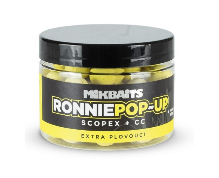 Mikbaits Plovoucí Boilie Ronnie Scopex + CC 14 mm 150 ml