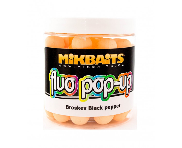 Mikbaits Plovoucí Boilie Fluo 250 ml 14 mm Broskev BI pepper