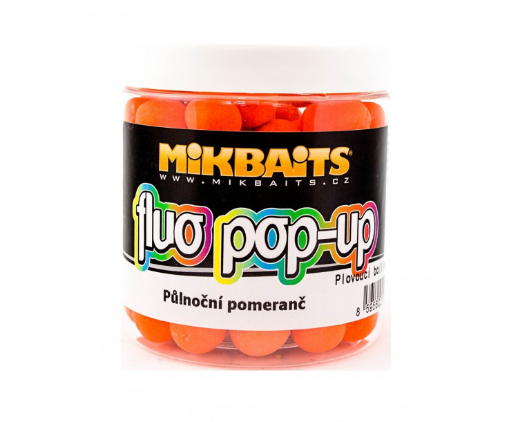 Mikbaits Plovoucí Boilie Fluo 250 ml 14 mm Půlnoční pomeranč