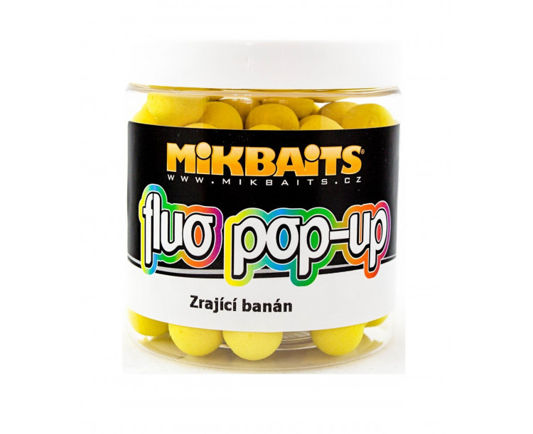 Mikbaits Plovoucí Boilie Fluo 250 ml 14 mm zrající banán