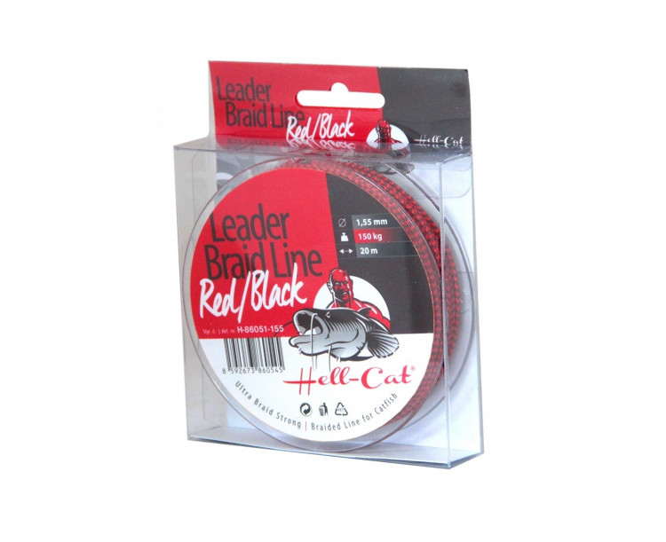 Návazcová Šňůra Hell-Cat Leader Braid Line Red/Black 20m 1,4mm 125 kg