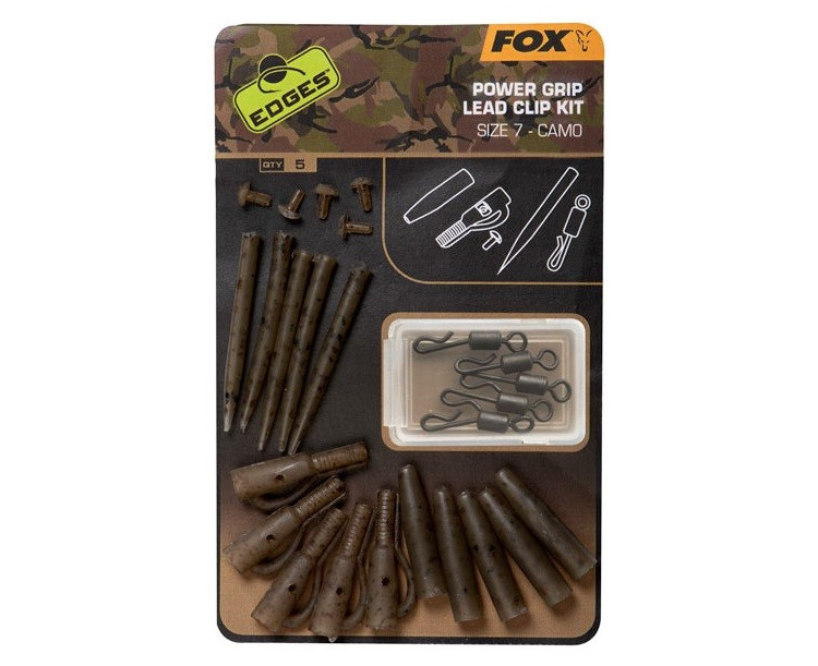 Fox Edges Camo Power Grip Lead Clip Kit Size 7