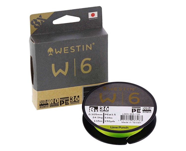 Westin pletená šňůra W6 8 Braid Lime Punch 0,08 mm 135 m 3,7 kg