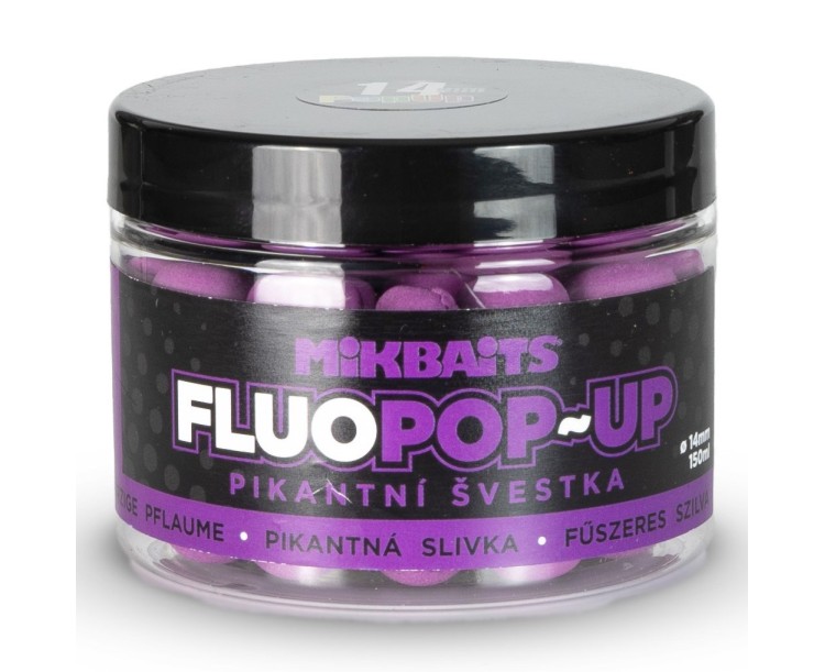 Mikbaits Plovoucí Boilie Fluo Pikantní švestka 150 ml 14 mm