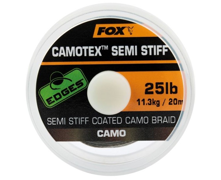 Fox Návazcová Šňůrka Edges Camotex Semi Stiff 20 m-Průměr 25 lb / Nosnost 11,3 kg