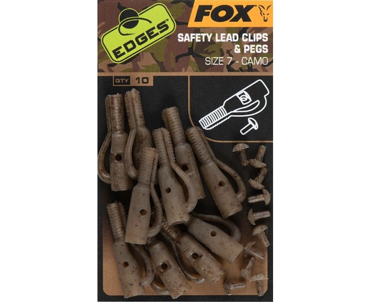 Fox Závěsky Edges Camo Safety Lead Clips & Pegs 10 ks Velikost 7