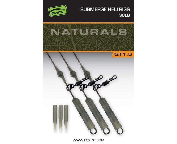 Fox Montáž Naturals Submerged Heli Rigs Leaders 75 cm 3 ks