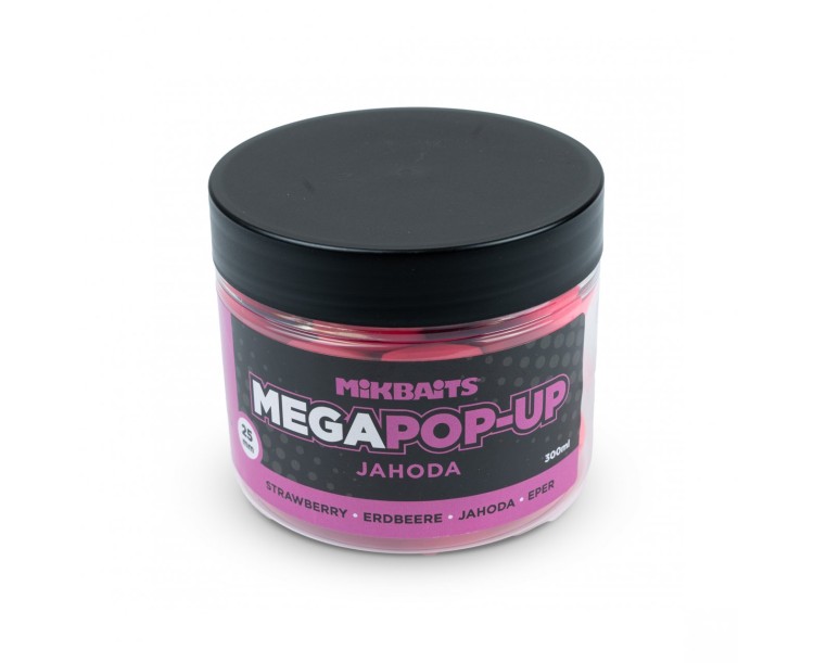 Mikbaits Mega fluo pop-up 300ml - Jahoda 25mm