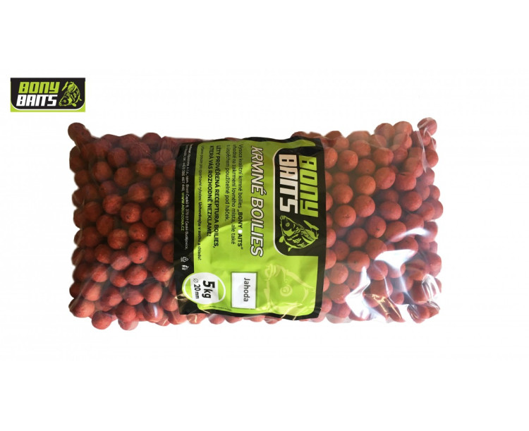 Krmné Boilies Bony Baits 20 mm / 5kg - Jahoda